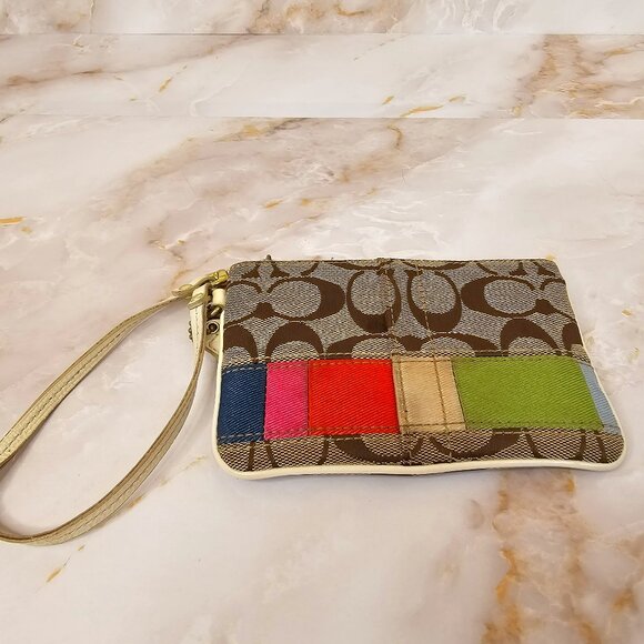 Coach Small Wristlet with Multi Color Stripe - Picture 1 of 5